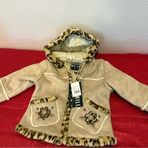 Big Chill Beige Kids Jacket with Leopard Accents